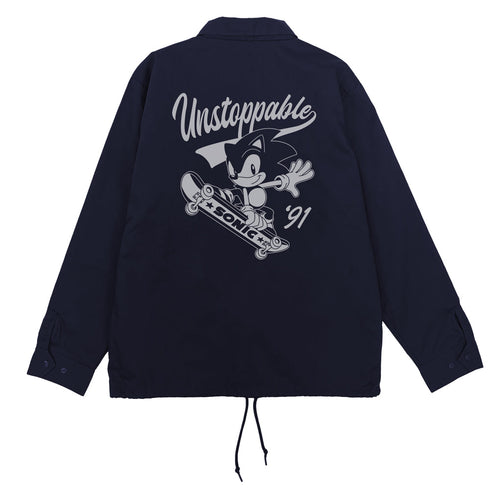『ソニック・ザ・ヘッジホッグ』クラシックソニック T/Cコーチジャケット ネイビー M